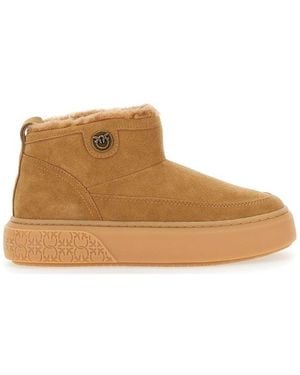 Pinko Round-Toe Slip-On Boots - Brown