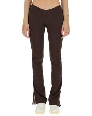 Palm Angels Flared Leggings With Sweetheart Waist - Brown