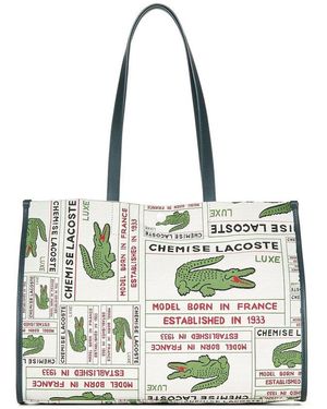 Lacoste Large Heritage Jacquard Tote Bag - Metallic