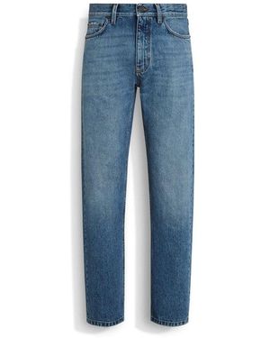 ZEGNA Stone-Washed Cotton Roccia Jeans - Blue