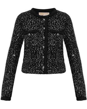 MICHAEL Michael Kors Sequin-Embellished Cardigan - Black