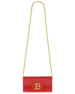 Balmain B-Buzz Logo Plaque Chained Wallet - Red