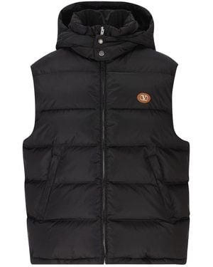 Valentino Vlogo Signature Zip-Up Down Gilet - Black