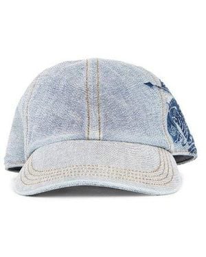 Burberry Logo Detailed Curved Peak Denim Cap - White