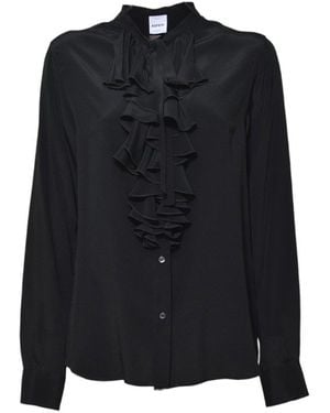 Aspesi Crepe De Chine Blouse With Ruffles - Black