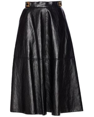 Elisabetta Franchi Logo-Plaque Midi Skirt - Black