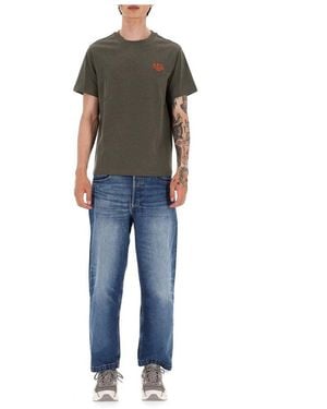 A.P.C. Logo Embroidered Crewneck T-Shirt - Blue