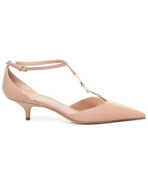 Ferragamo F Buckle T-Strap Pumps - Pink