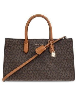 MICHAEL Michael Kors Scarlett Medium Signature Logo Satchel Bag - Brown