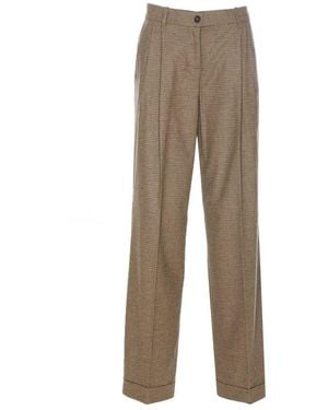 Pinko Vasetto Checked Wide Leg Trousers - Natural