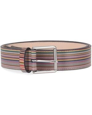 Paul Smith Striped Buckle Belt - Grey
