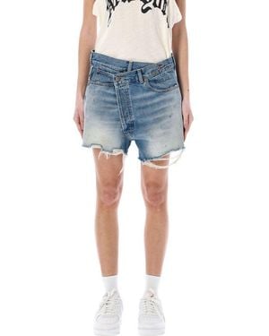 R13 Cross-Over Oversized Shorts - Blue