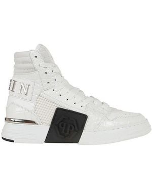 Philipp Plein Hexagon Embossed High-top Trainers - White