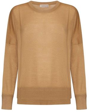 Blanca Vita Crewneck Knitted Jumper - Natural