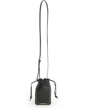 Marni Logo Embroidered Phone Holder - Black