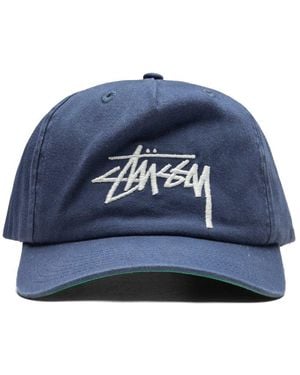 Stussy Logo Embroidered Curved Peak Cap - Blue