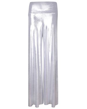 Norma Kamali Metallic High-Waisted Trousers - White