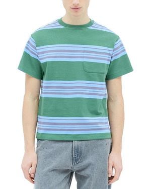 Brain Dead Baker Striped Crewneck T-Shirt - Green