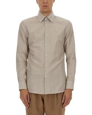 BOSS Striped Button-Up Slim Fit Shirt - Grey