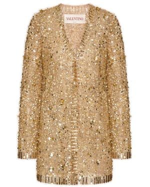 Valentino Embroidered Tulle Illusione Jacket - Natural