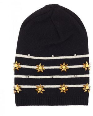 Gucci Floral Embellished Knitted Beanie - Blue