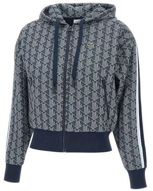 Lacoste Jacquard Monogram Hoodie - Blue