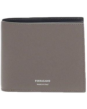 Ferragamo Logo Printed Bi-Fold Wallet - Grey