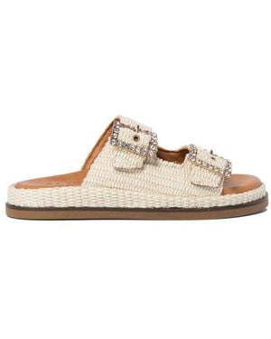 Alibi Greta Buckle Sandals - White