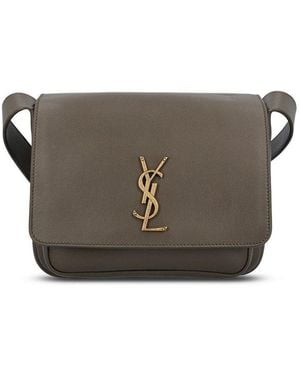 Saint Laurent Niki Logo Plaque Satchel Bag - Grey