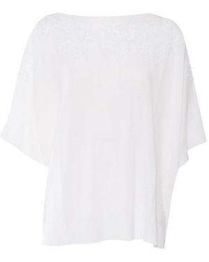 ERMANNO FIRENZE Lace-Detailed Crewneck Knitted T-Shirt - White