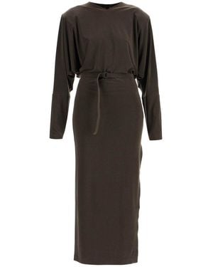 Norma Kamali Long-Sleeve Midi Long Dress - Black