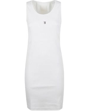 Givenchy 4G Plaque Ribbed-Knit Tank Dress - White