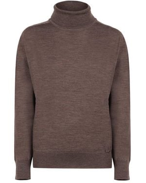 Kiton Turtleneck Knit Pullover - Brown
