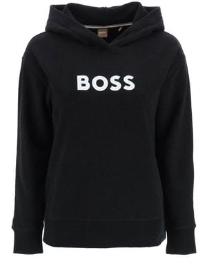 BOSS Long Sleeved Logo Printed Hoodie - Black