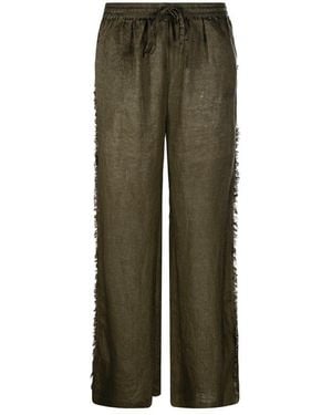 P.A.R.O.S.H. Wide Leg Linen Trousers - Green