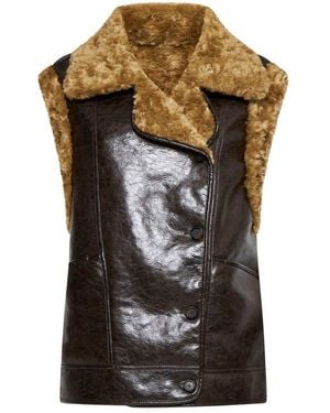 Urbancode Shearling-Lined Vest Coat - Black