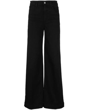 PAIGE High-Waist Logo Patch Wide-Leg Jeans - Black