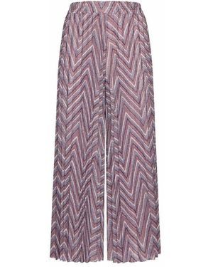 Kaos Chevron Pattern Wide Leg Trousers - Purple