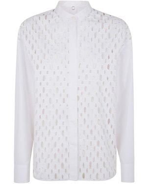 Mantu Eyelet Long Sleeve Top - White