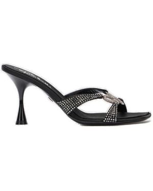 Roberto Cavalli Sneake Embellished Slip-On Sandals - Black