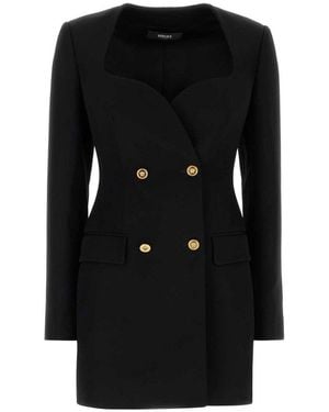 Versace Double-Breasted Tailored Blazer - Black
