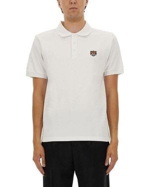 KENZO Polo Shirt With Happy Tiger Embroidery - White