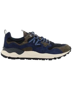 Barbour X Flower Mountain Yamano 3 Uni Panelled Trainers - Blue