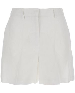 Plain Belt Loop Waist Shorts - White