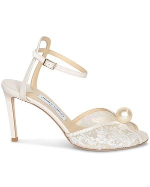 Jimmy Choo Sacora 85 Lace Detailed Sandals - White