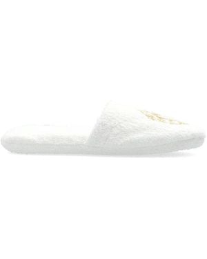 Versace Logo-Embroidered Slippers - White