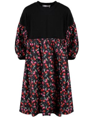 See By Chloé Cherry-print Oversized Midi Dress - Black