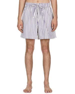 Tekla Lido Poplin Striped Sleep Shorts - White