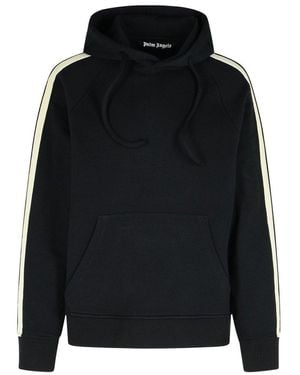 Palm Angels Curved Logo Printed Hoodie - Black
