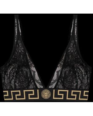 Versace Greca-Border Laced Bra - Black